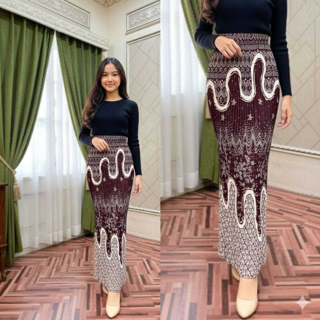 Rok Plisket Batik Modern bawahan kebaya Elegan Terlaris TerMurah Terpercaya