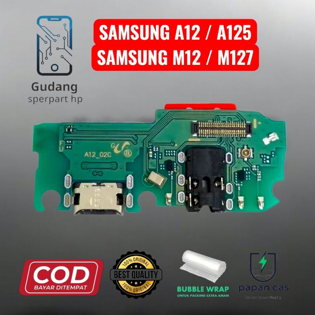 HP SAMSUNG A12 / A125 | SAMSUNG M12 / M127 PAPAN KONEKTOR CHARGER CON T/C + CON H/F + MIC / PAPAN CA
