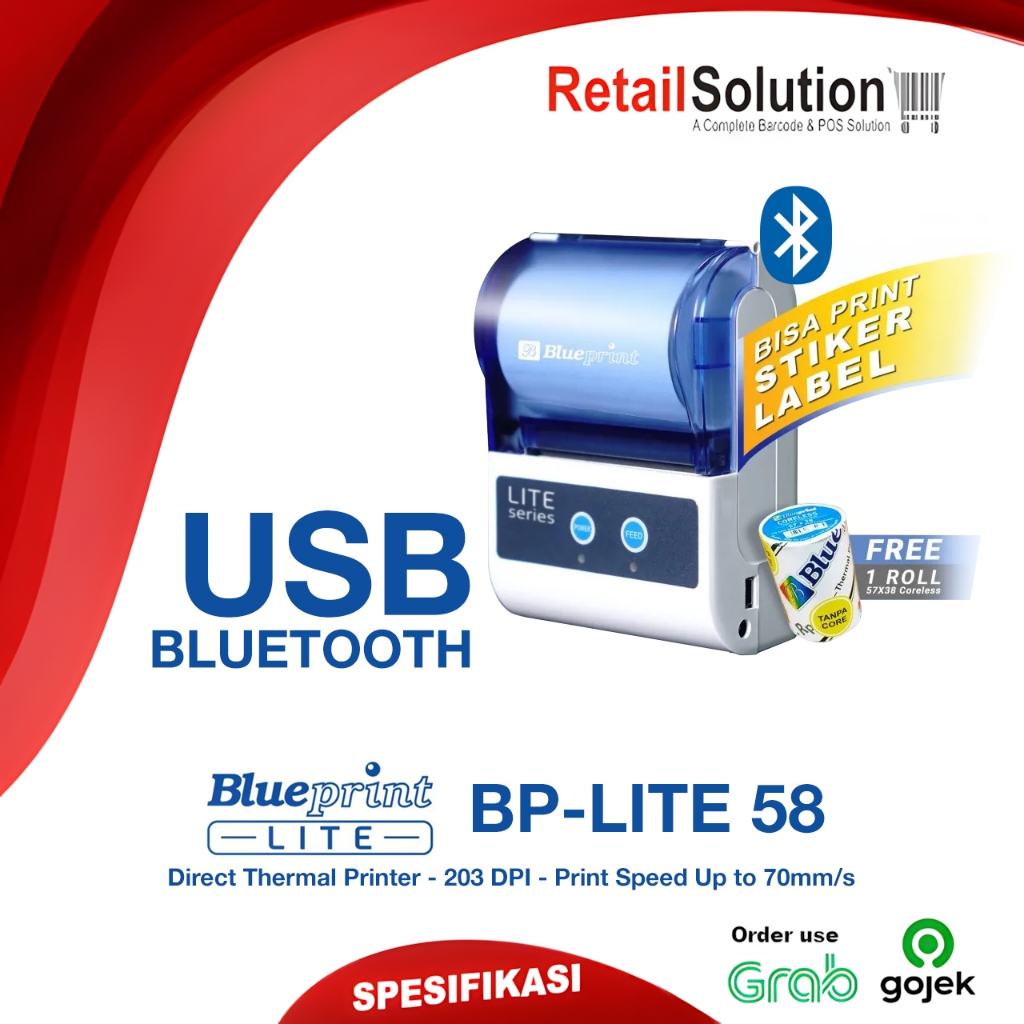 Mini Printer Thermal Bluetooth 58mm - Blueprint BP Lite58 / BP Lite 58