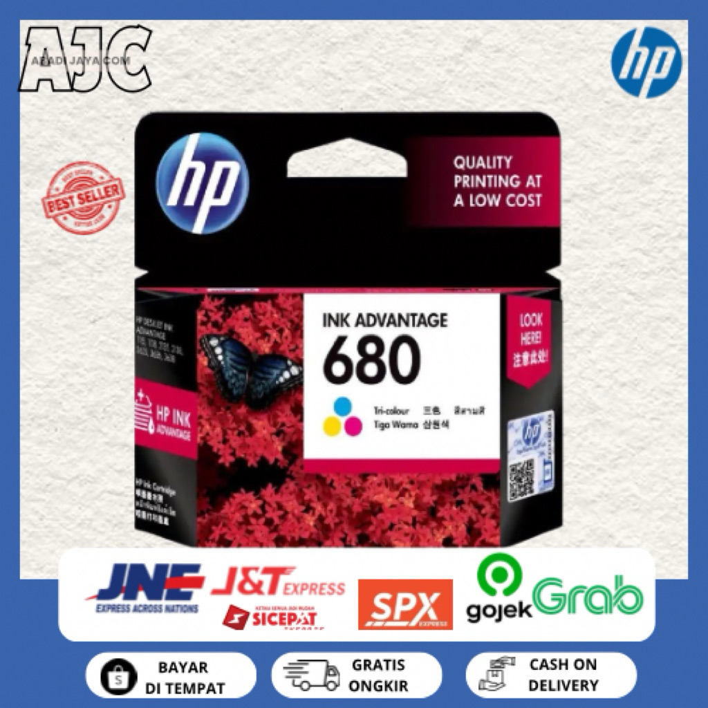 Tinta HP 680 Colour for printer HP DeskJet 1110, 1115,  2130, 2135, 3630.