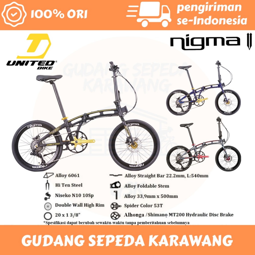 Sepeda Lipat Folding Bike United Nigma V 20" Super Promo