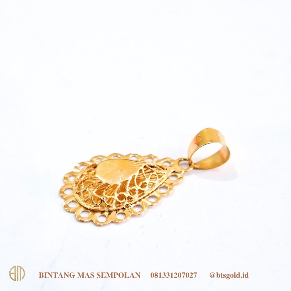 Liontin Dubai Dengan Ditail Jaring Mewah Emas Asli