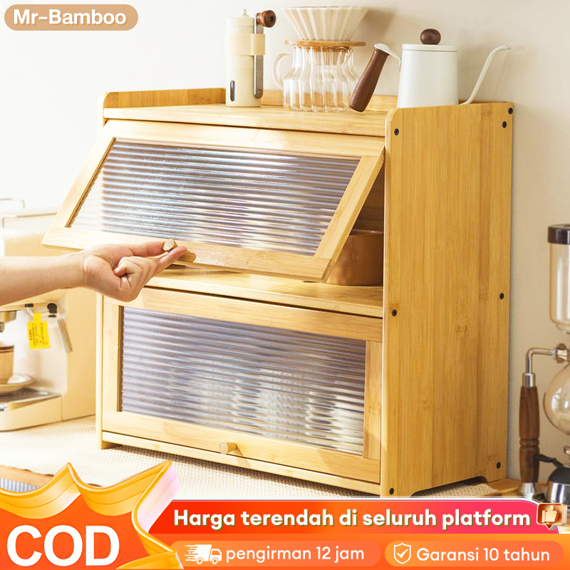 Lemari Serbaguna Kabinet Kecil Lemari Penyimpanan Kayu Rak Cangki Rak Penyimpanan Pemegang Dapur