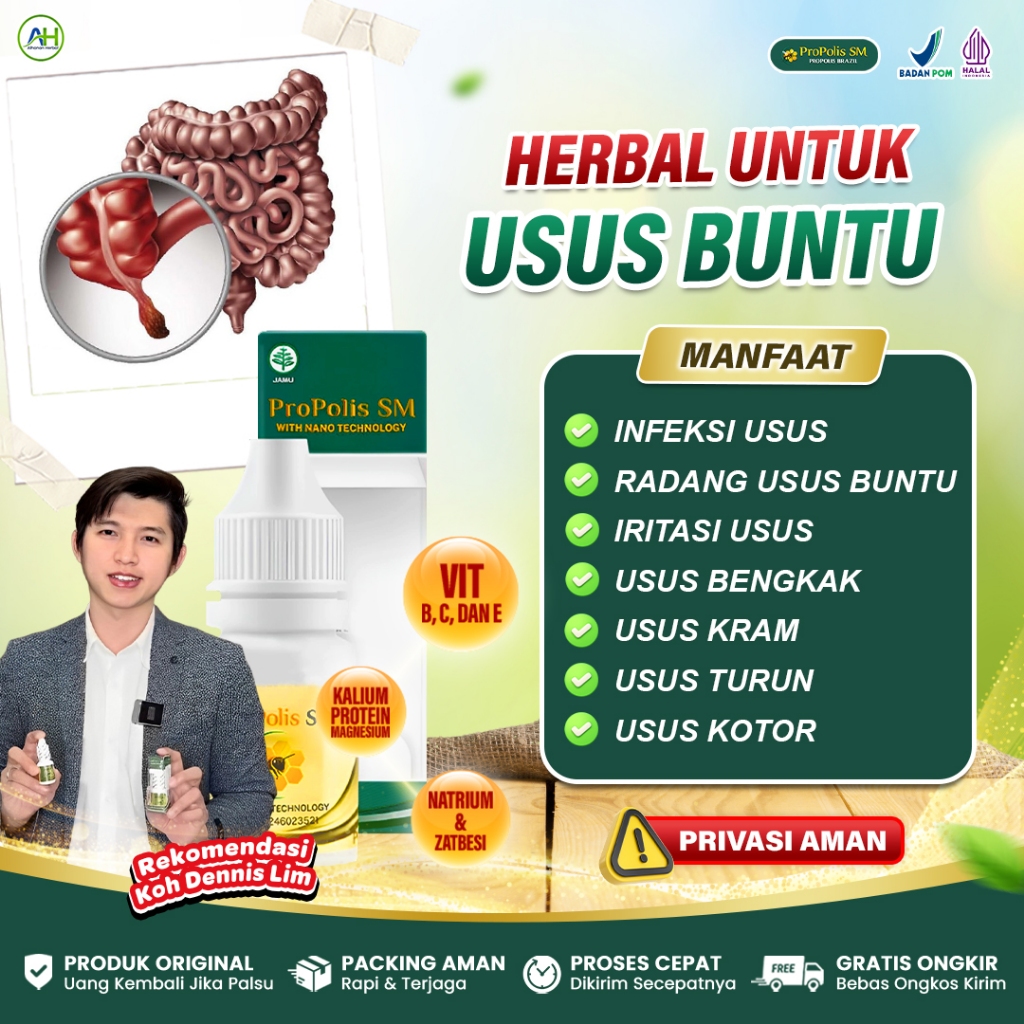 Obat Usus Buntu, Infeksi Usus, Iritasi Usus, Usus Bengkak, Radang Usus, Usus Luka - Propolis SM ASLI