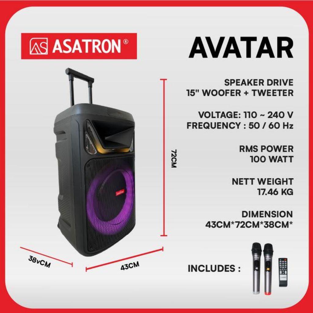Asatron Avatar 15 Inch Bluetooth Party Speaker