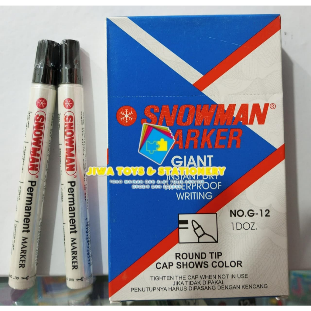 1 PACK Spidol Snowman Permanent G-12 Hitam