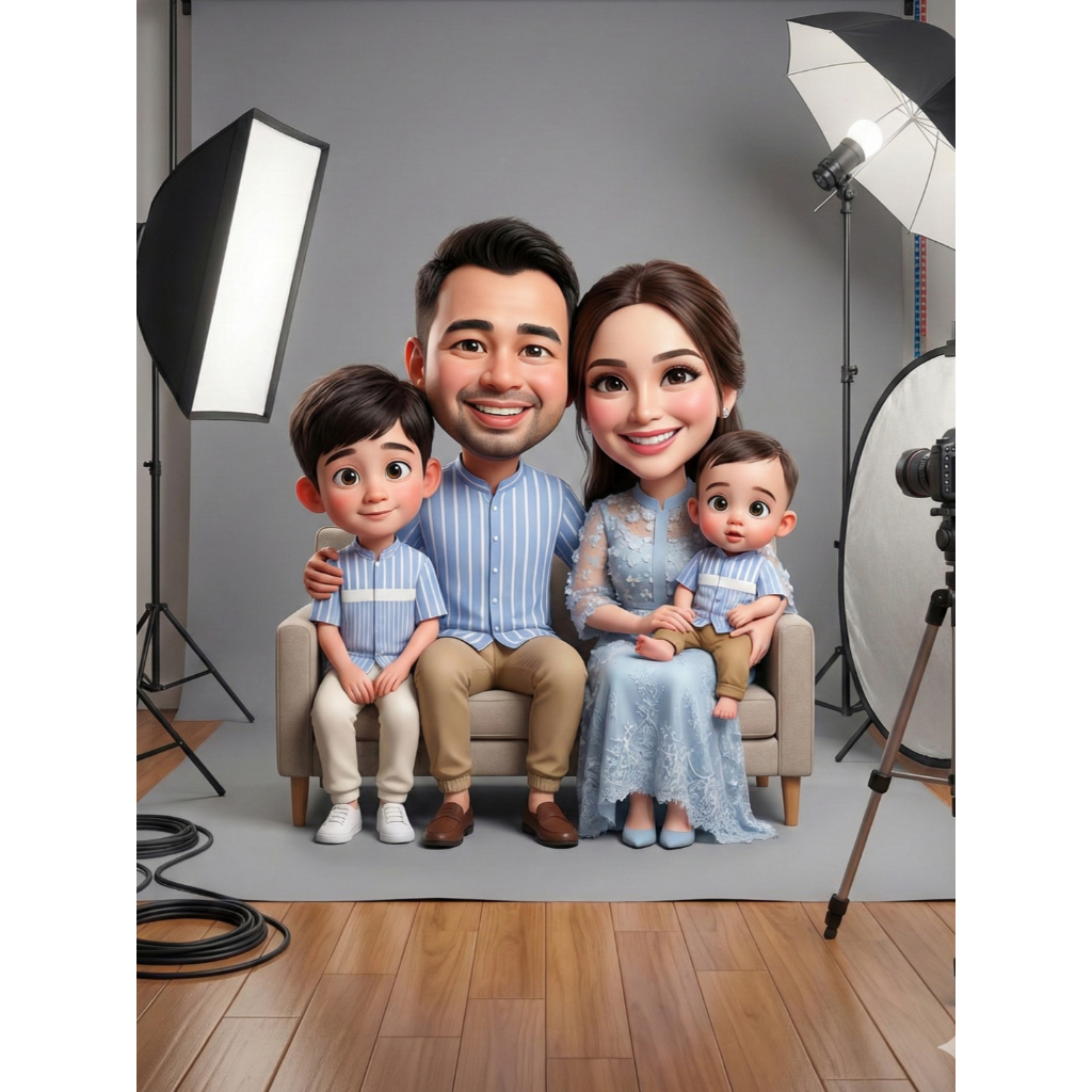 Edit Foto Keluarga Karikatur AI