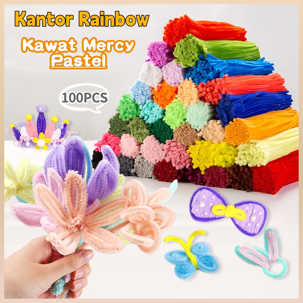 Pipe Cleaner Kawat Bulu 30Cm 100 Pcs/Kawat Bulu Mainan Anak Craft Diy Kerajinan Tangan