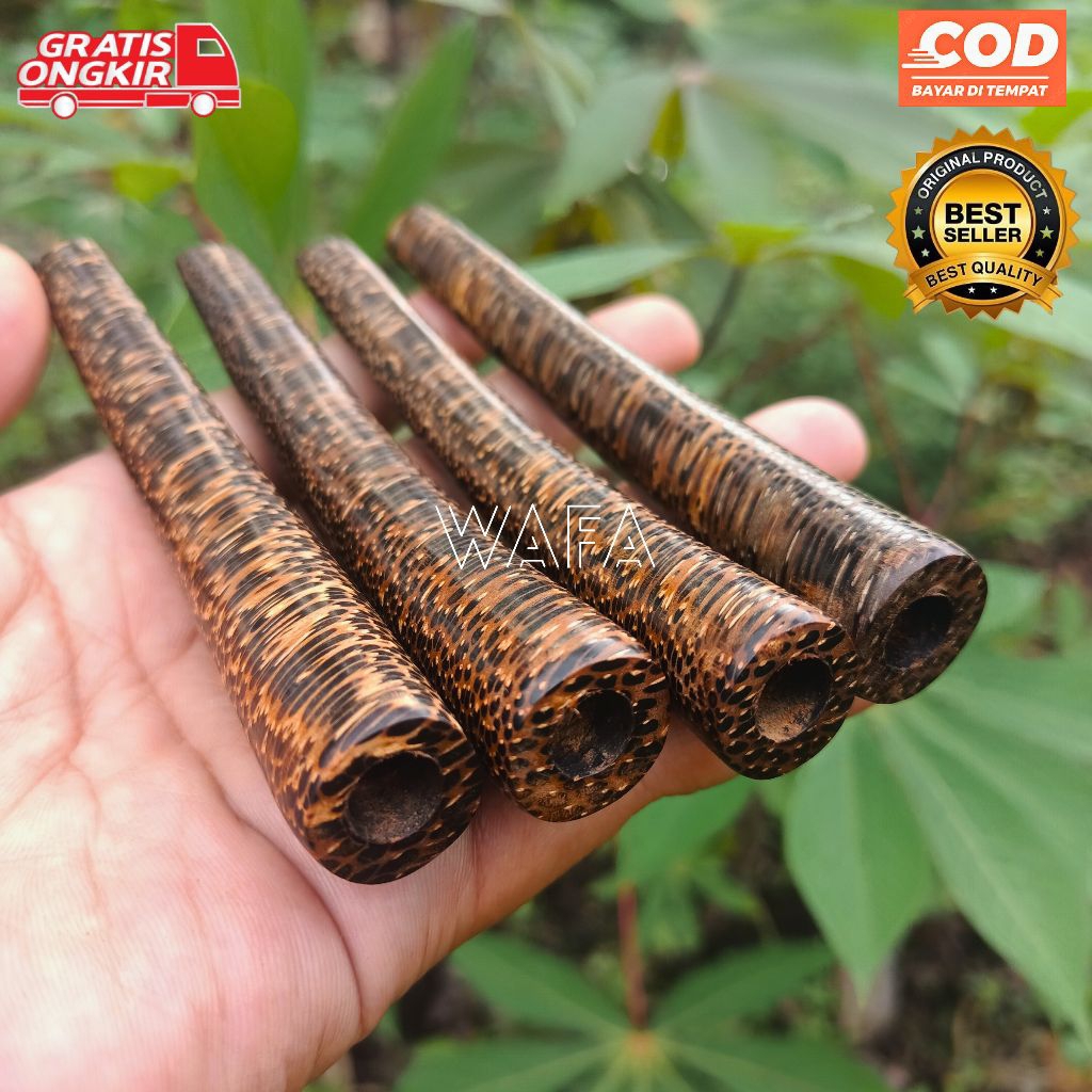 Pipa Once Lengkung Kayu Aren Harimau 11cm Murah Berkualitas