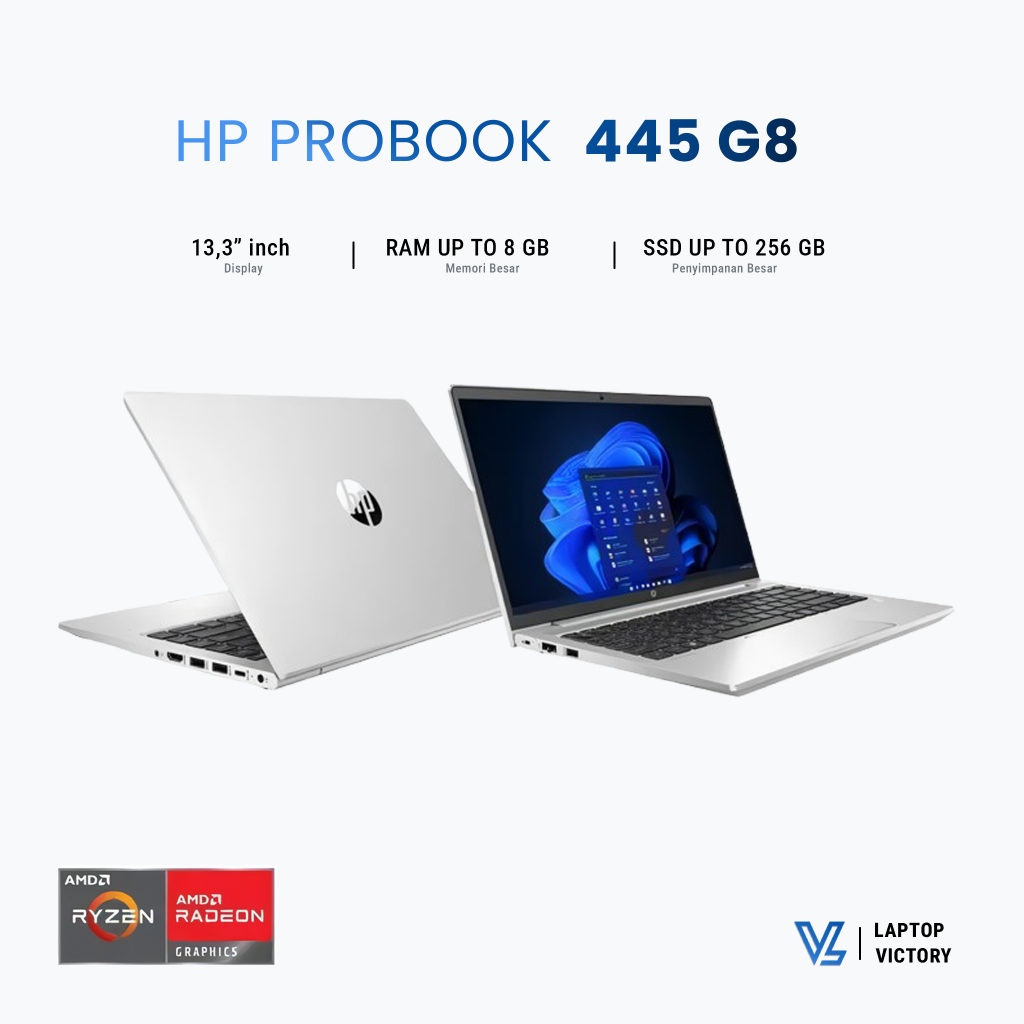 Laptop Gaming HP Probook 445 G8 AMD Ryzen 5 Pro 5000 Series Ram 32 GB SSD 1 TB Layar 14 inch - Mulus