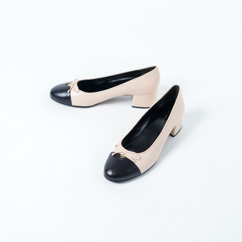 Sepatu TORY BURCH BOW RIBBON BLACK NUDE 45MM HEELS 100% ORIGINAL