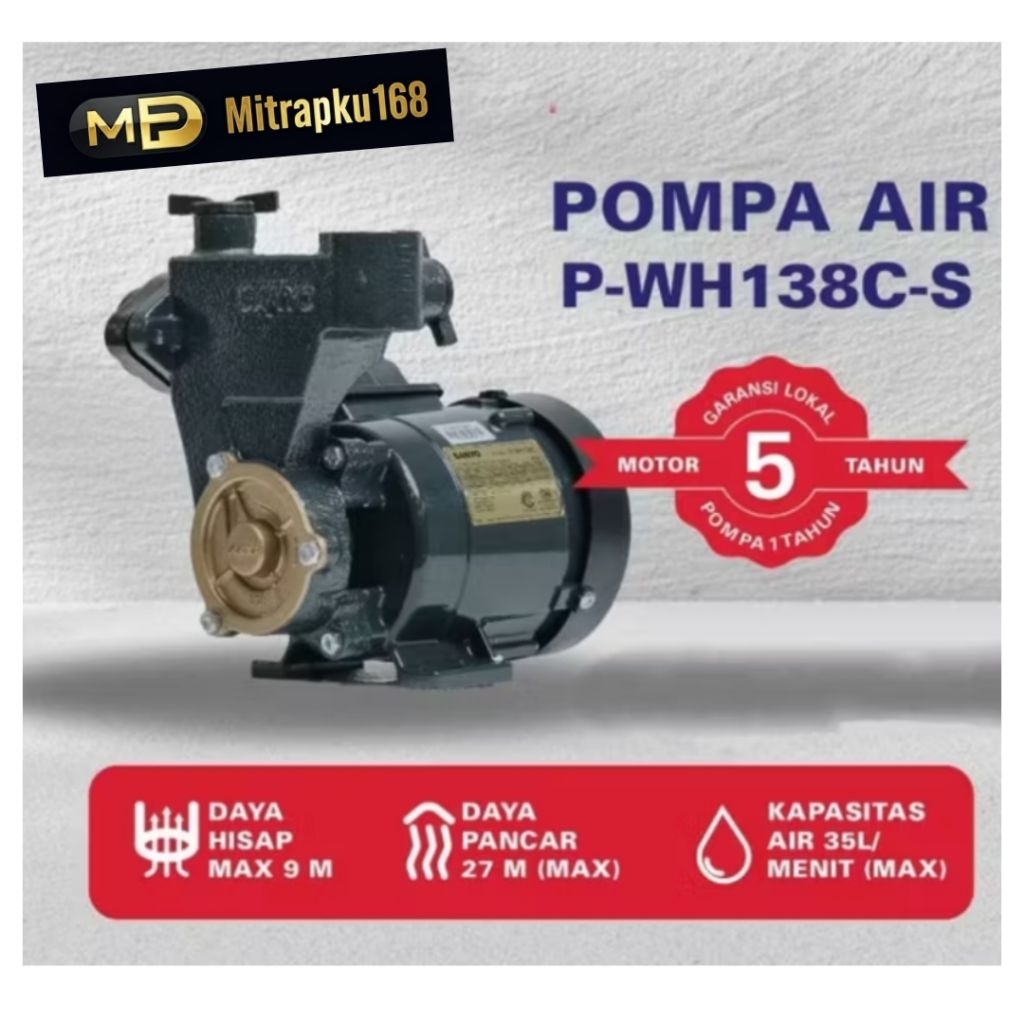 Pompa Air Dangkal Sanyo Non Otomatis PWH-138CS