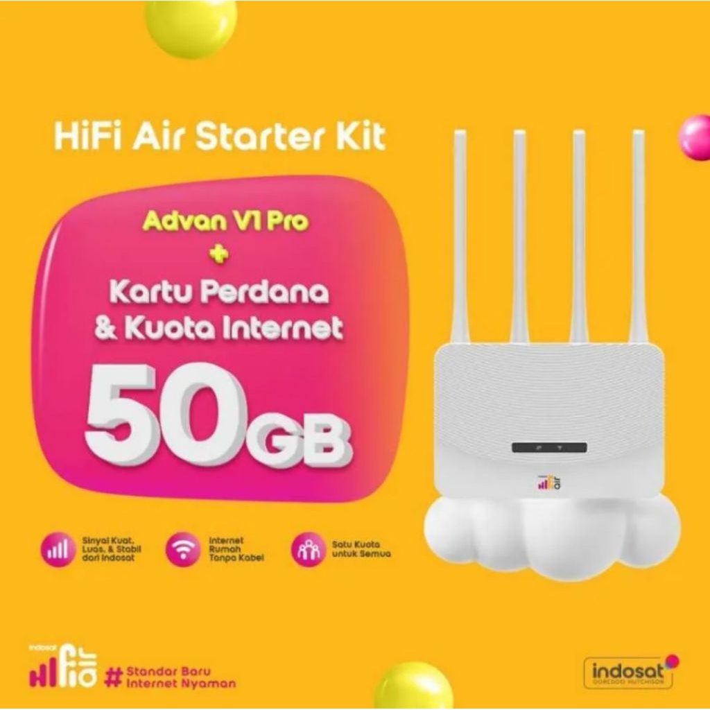 Indosat HIFI AIR Advan WIFI Modem 4G LTE + SIM card 50 GB