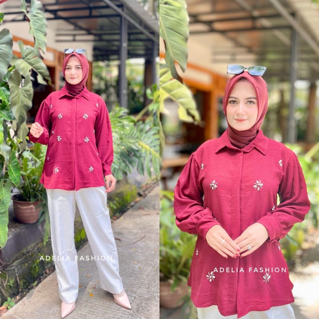 NURE - BAJU TUNIK CELIN CRINGKEL AIRFLOW KEMEJA WANITA PAYET MUTIARA ATASAN WANITA MODEL TREND KEKIN