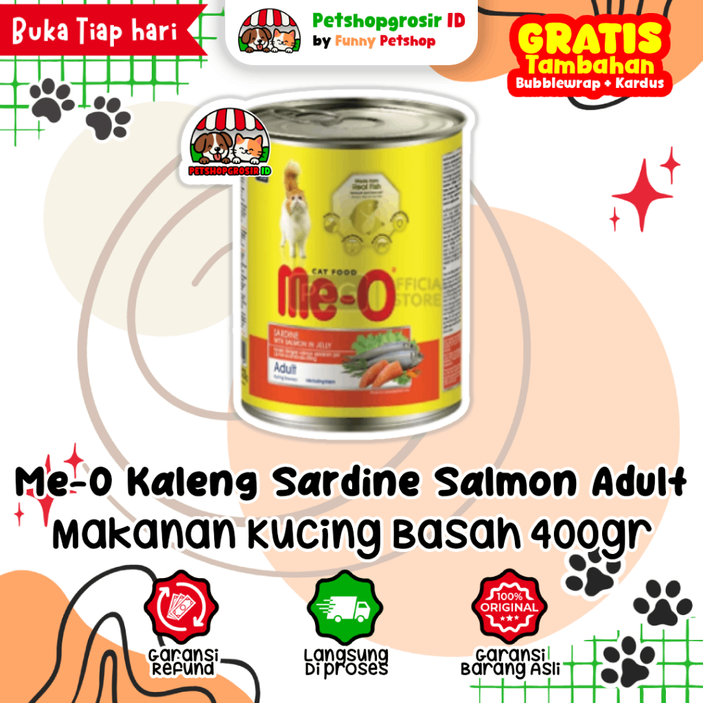 Meo Kaleng Sardine Salmon 400gr - Makanan Kucing Basah Me-O