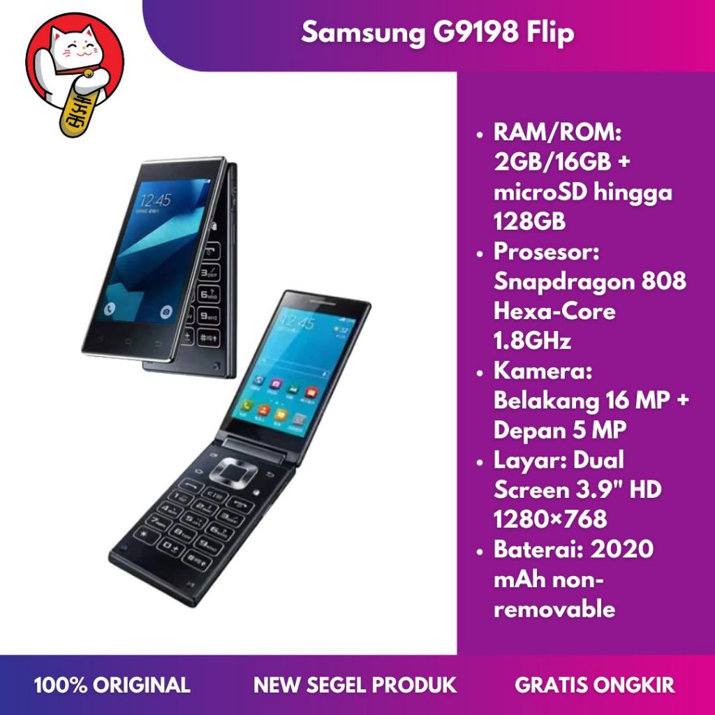 Samsung G9198 Flip Android RAM 2GB ROM 16GB 4G LTE Dual Screen Hp Lipat Original