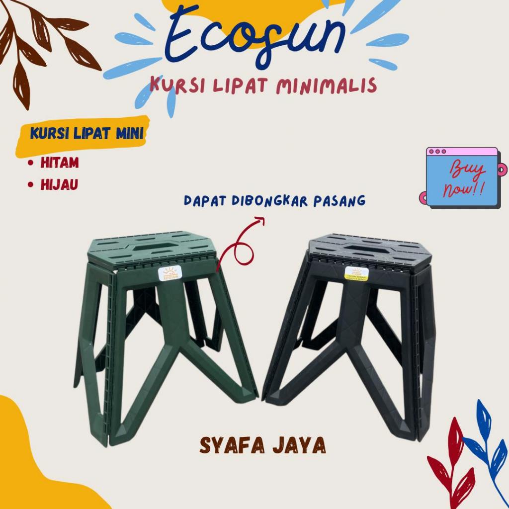 Ecosun - Bangku Duduk Lipat Modular Portable Plastik Kokoh Kursi Outdoor Serbaguna / Kursi Minimalis