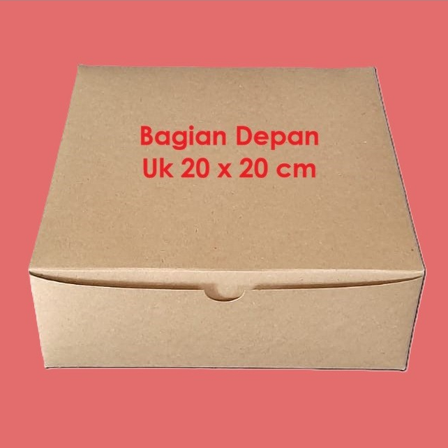 Kotak Nasi / Box Nasi Karton Kraft Coklat Polos Ukuran 18x18 - 22x22 cm per Pcs