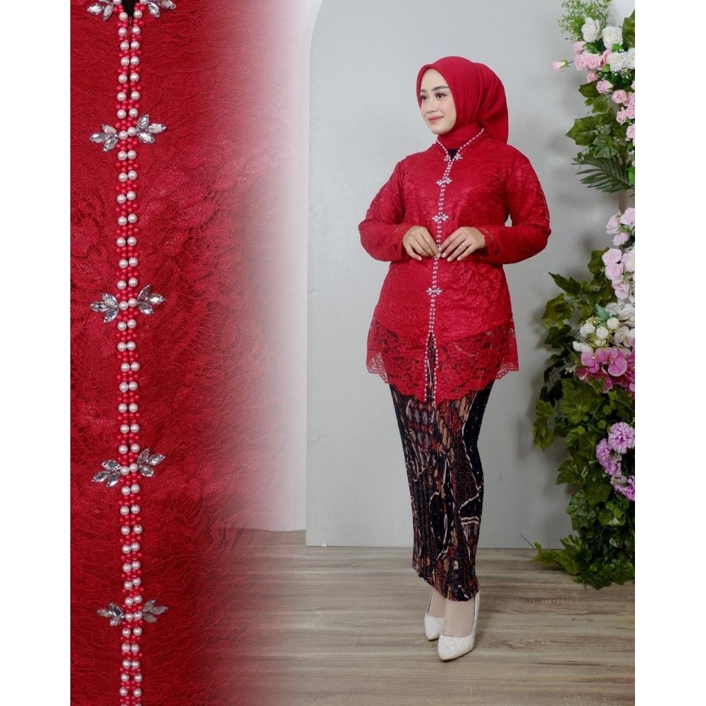 Stelan Kebaya Encim Brukat free hijab | Kebaya jumbo Fit LD 120-130cm | Kebaya Wisuda | Kebaya Kekin