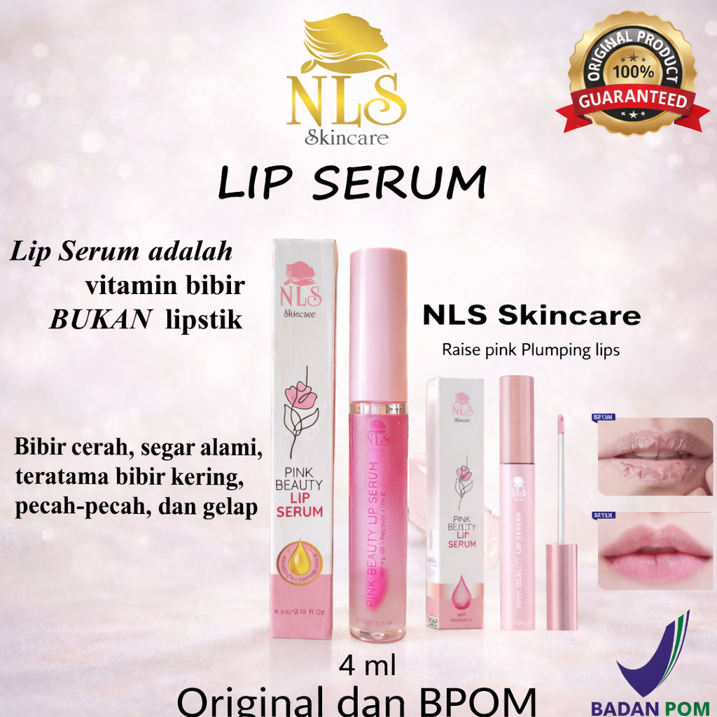 Lip serum NLS Skincare Original BPOM dan Halal untuk melembapkan, menutrisi, meregenerasi, dan mence