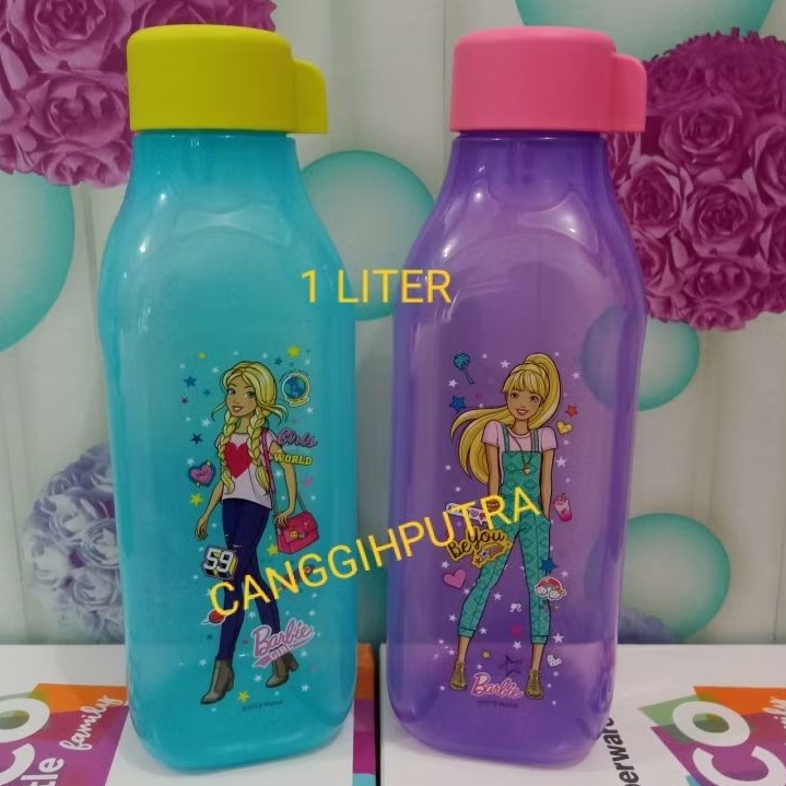 Promo Botol minum Eco Barbie tupperware 1 liter tutup ulir  eceran 1 pcs warna baru