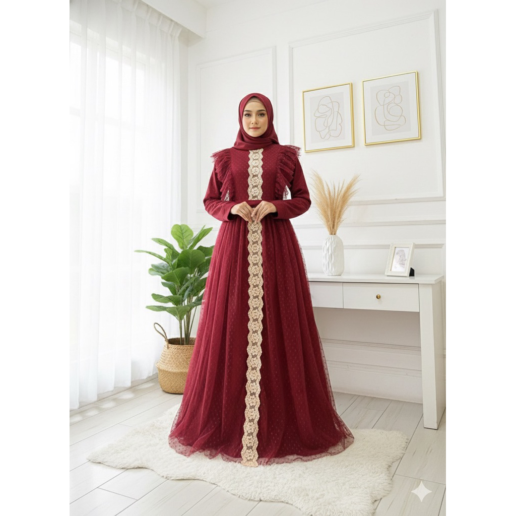 sch_ gamis premium terlaris gamis tile renda | gamis terbaru | gamis lebaran | gamis pesta | gamis t