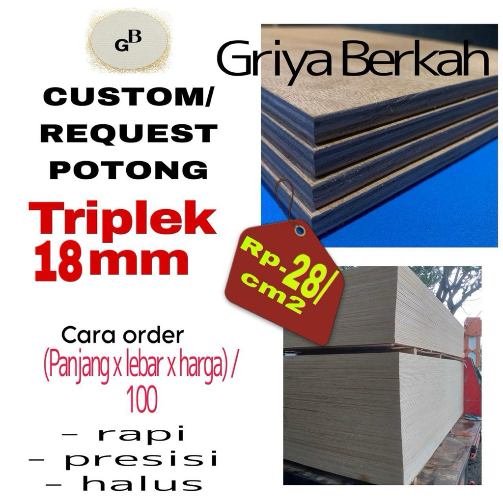 Triplek 18mm Custom Ukuran Presisi Tinggi