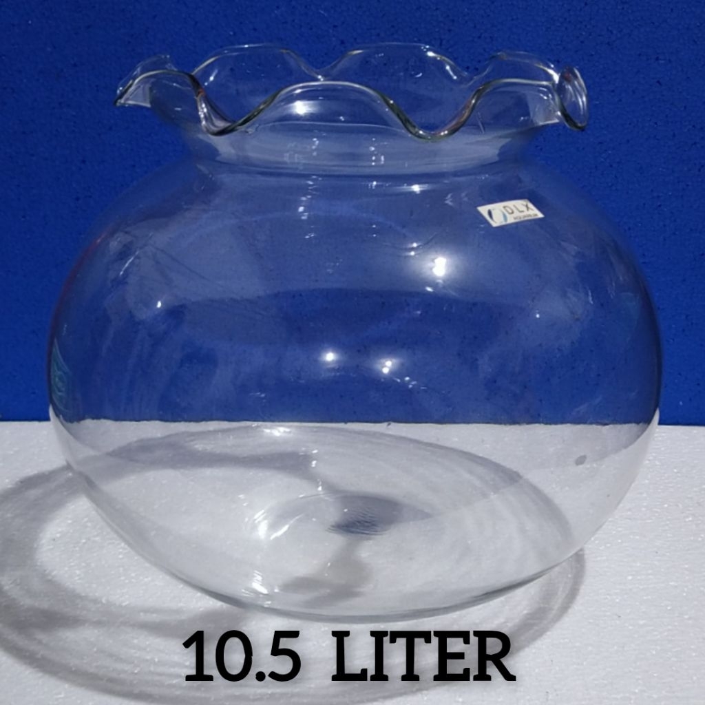 Aquarium Kaca Bulat SHELLA 10.5 Liter ( Khusus Instant ) / Merk DLX / Aquarium Toples
