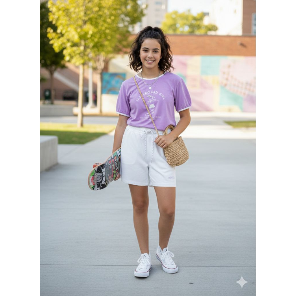 Set harian sporty remaja cewek skateboard girl