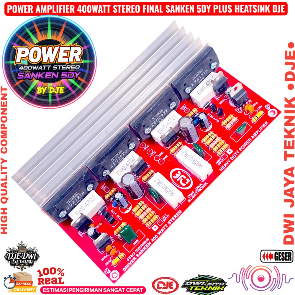 POWER AMPLIFIER 400W STEREO PLUS HEATSINK TR FINAL SANKEN 5DY DJE PRO SERIES