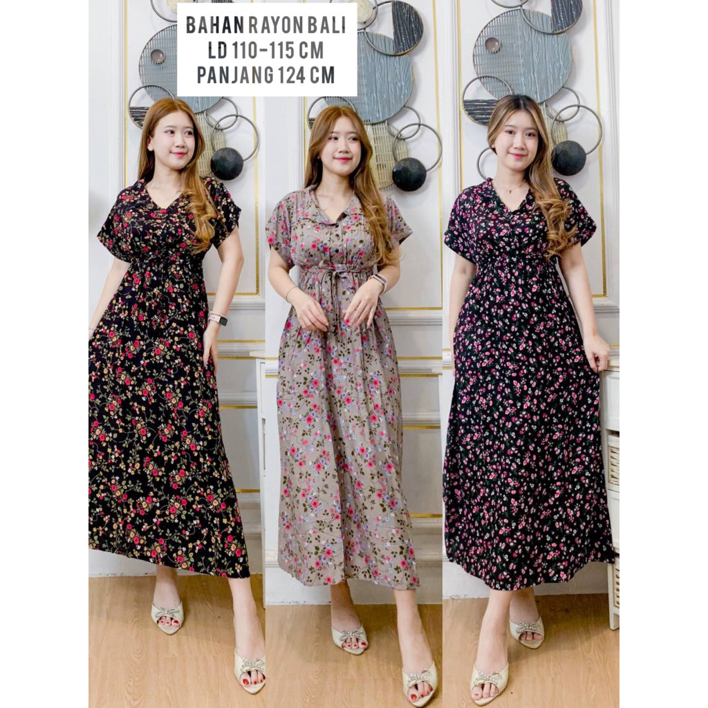Daster Kancing Busui Rayon Bali Super - Daster Panjang Lengan pendek Ld 115 - Daster Bali Adem