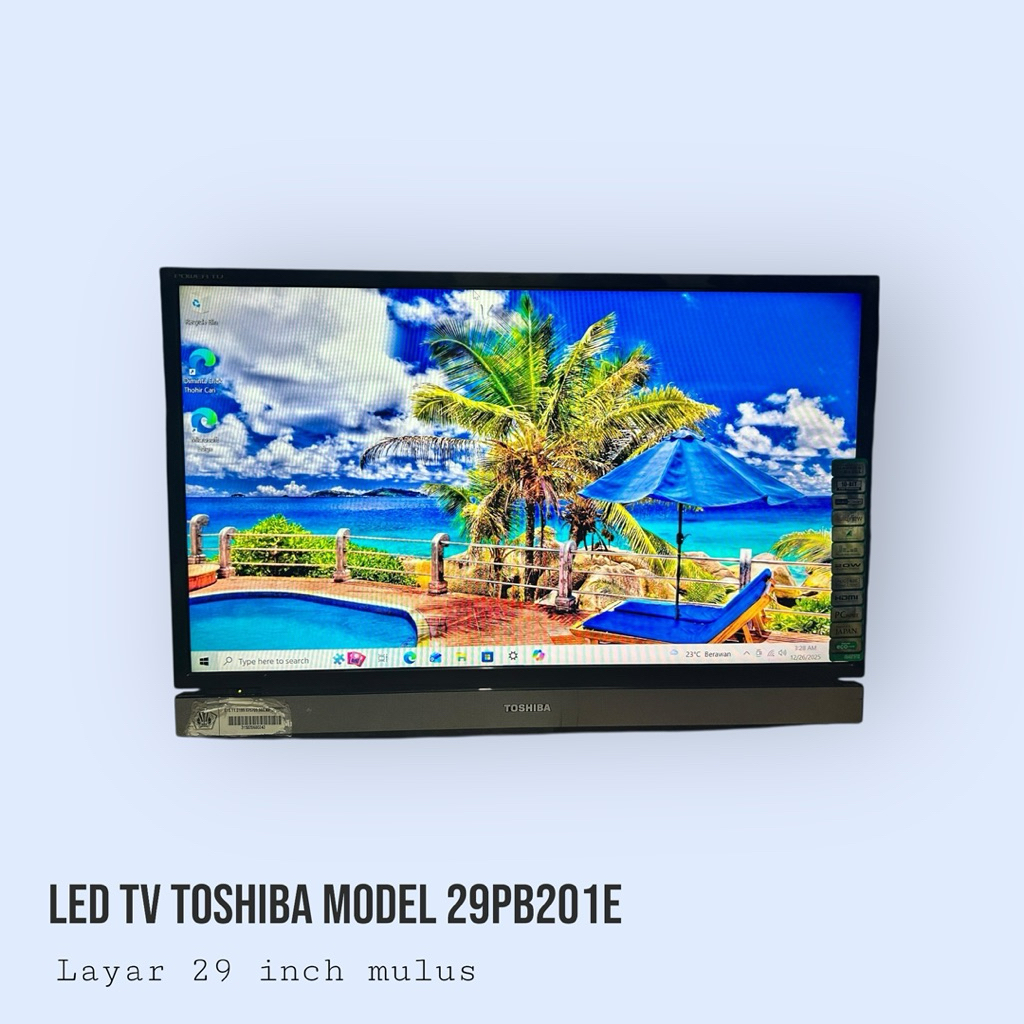 LED TV Toshiba 29 Inch Model 29PB201E Layar Mulus HDMI VGA USB Remote
