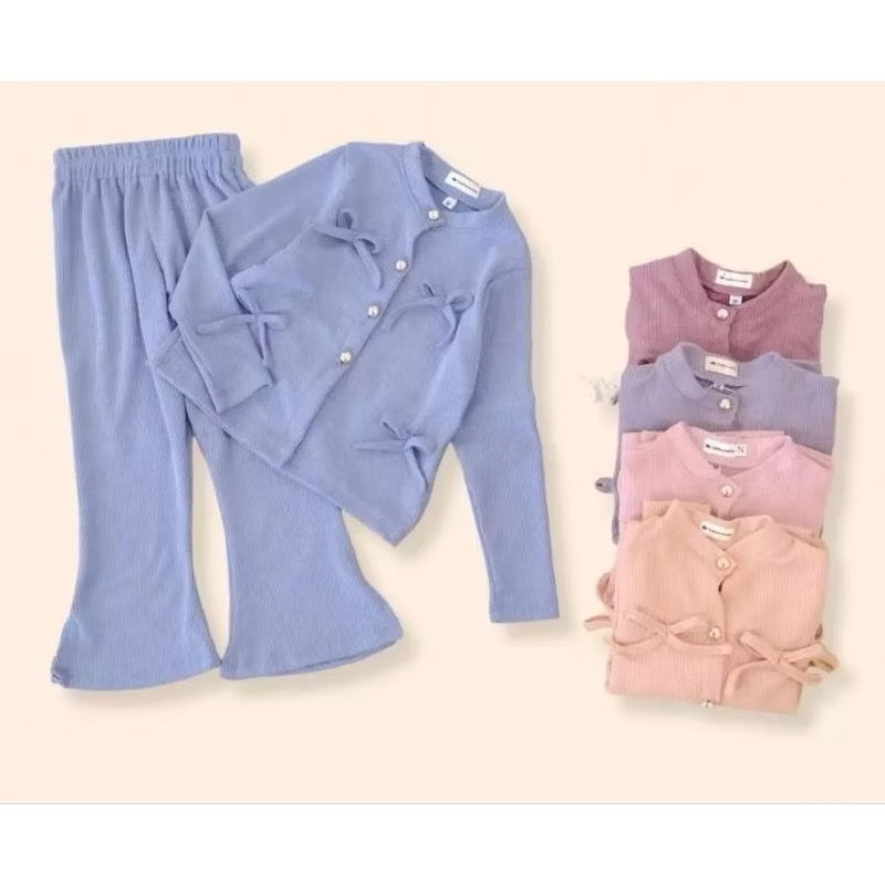 Kimmy Set | Setelan Ribbon Knit Anak One Set Knit Pita