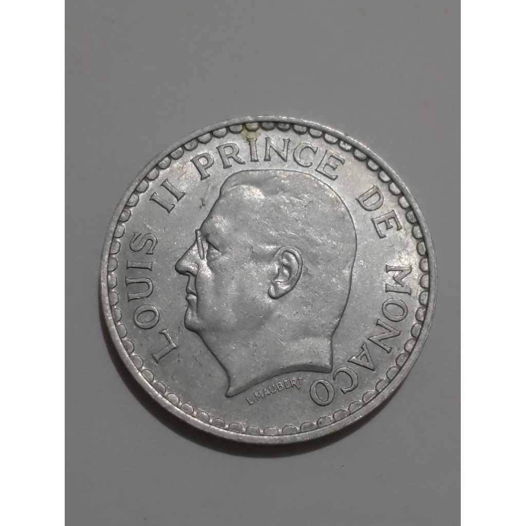 Koin Monaco 5 Franc Louis II 1945 vf