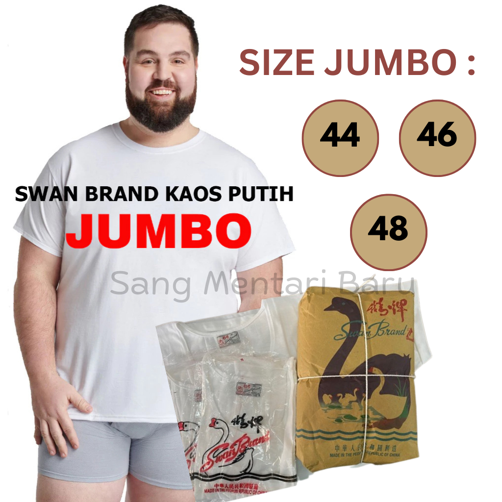 SWAN BRAND KAOS PUTIH JUMBO / KAOS OBLONG SWAN BRAND JUMBO /SWAN BRAND KAOS PRIA FULL KATUN