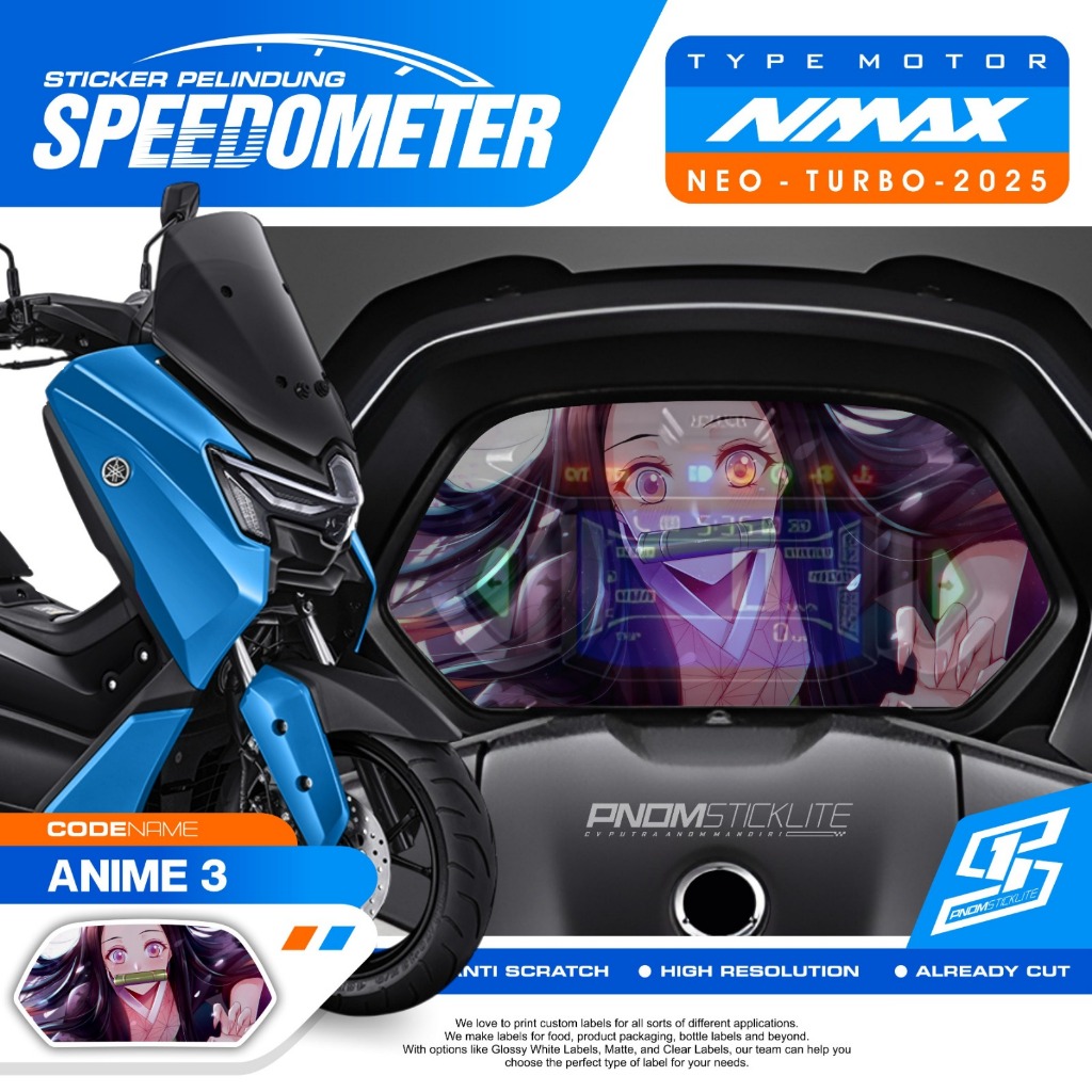 STICKER ANTIGORES SPEEDOMETER NMAX NEO - TURBO 2025 STIKER SPIDOMETER MOTOR NMAX MOTIF ANIME