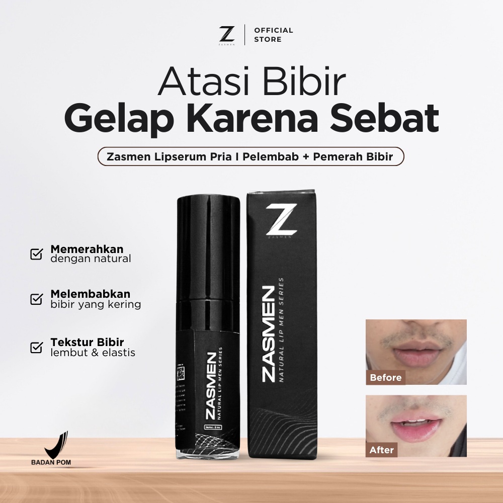 Zasmen Lip Serum – Pelembab Bibir Kering & Gelap | Olive Oil, Jojoba Oil & Coconut Oil | BPOM