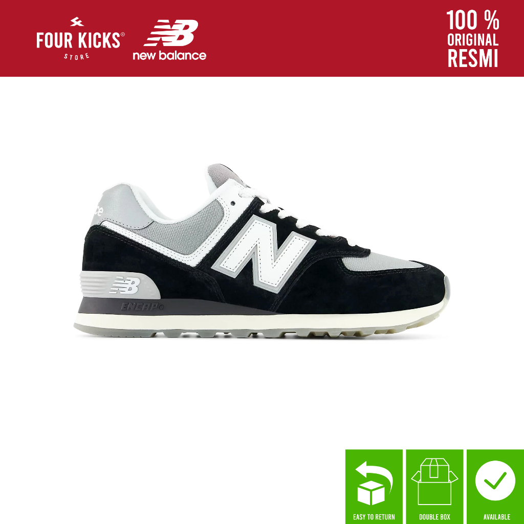 Sepatu Sneakers NB 574 Black White U574PBB (Contain Pig)