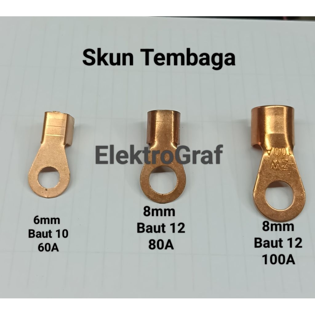 Skun ACCU Terminal SKUN Tembaga 6mm 8mm TEMBAGA