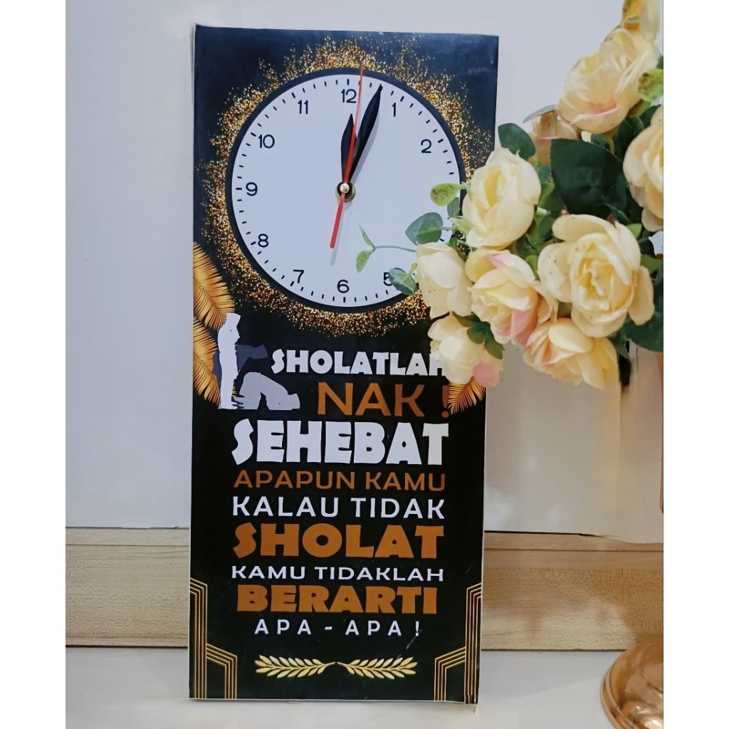jam dinding motifasi.,jam dinding ajakan sholat jam dinding eistetik.