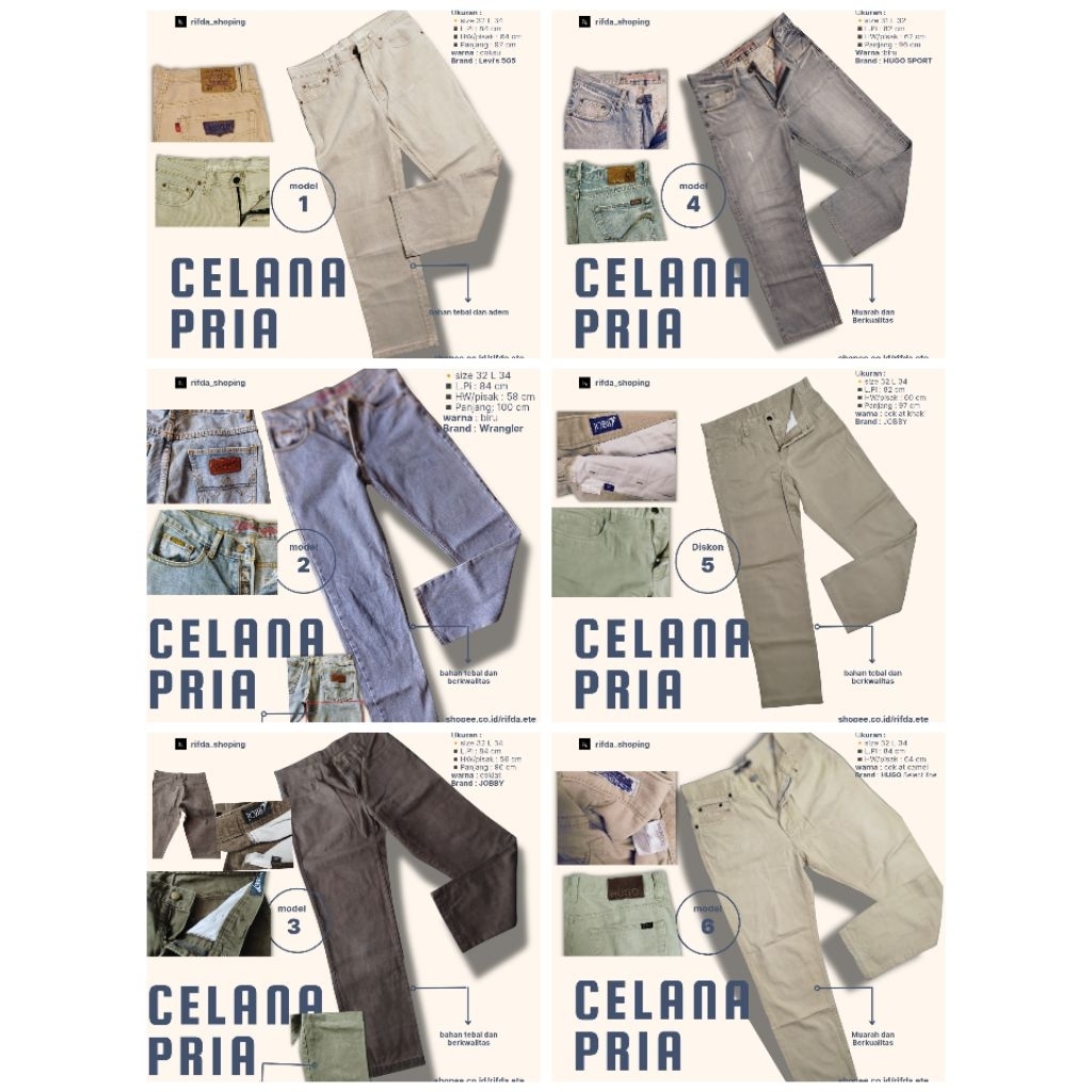 PL Celana panjang pria dewasa size 31, 32 celana preloved