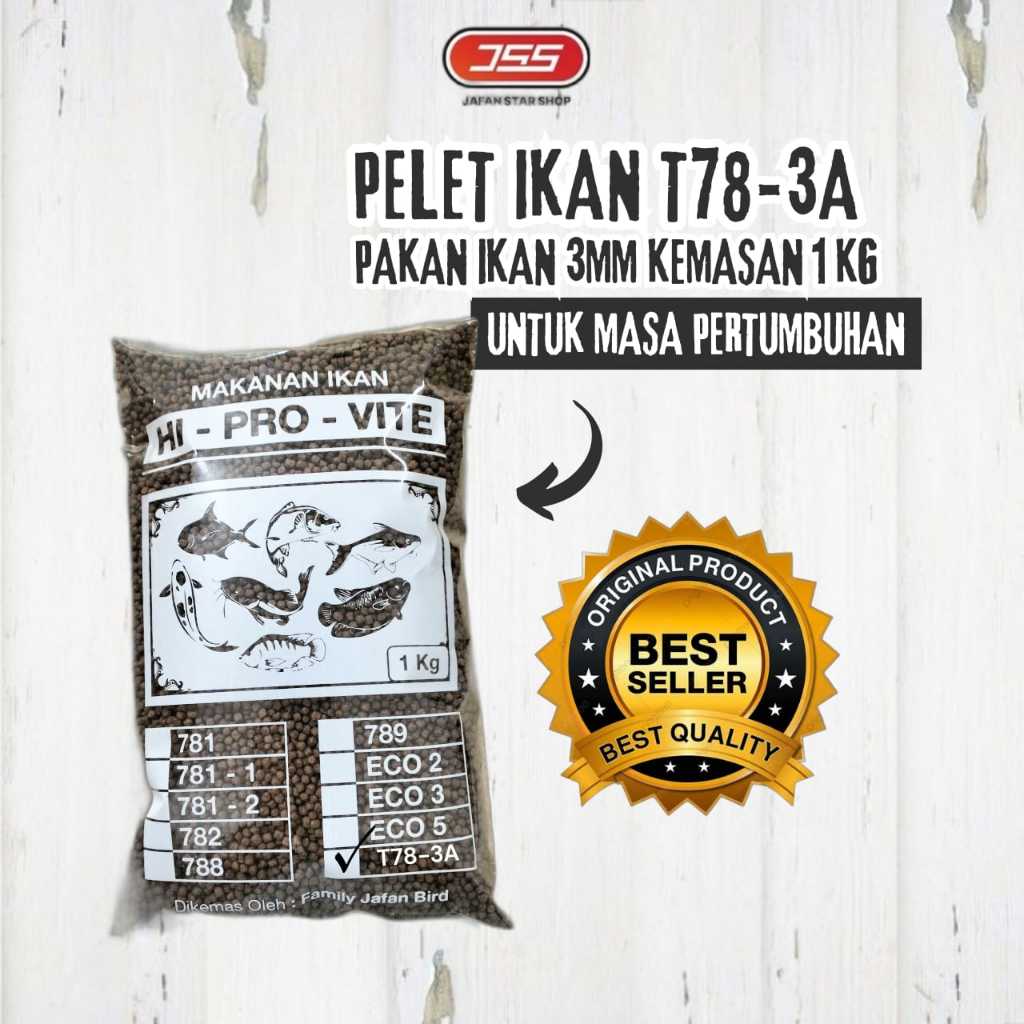 Pelet Ikan T78-3A Kemasan 1 Kg Premium ukuran 3 mili Pakan Ikan Bandeng Mujaer Nila