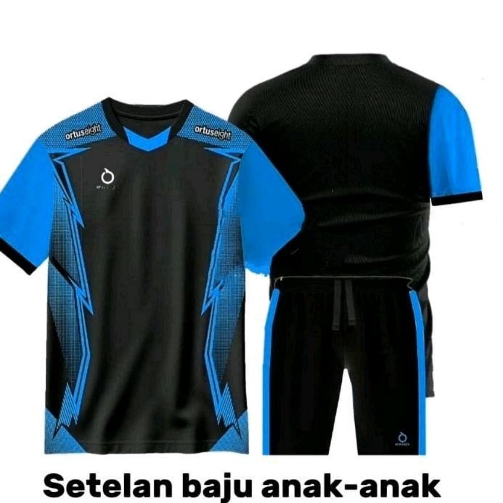 ortusSport baju Jersey bola anak-anak warna Biru Turkis setelan olahraga futsal bahan dryfit Milano 