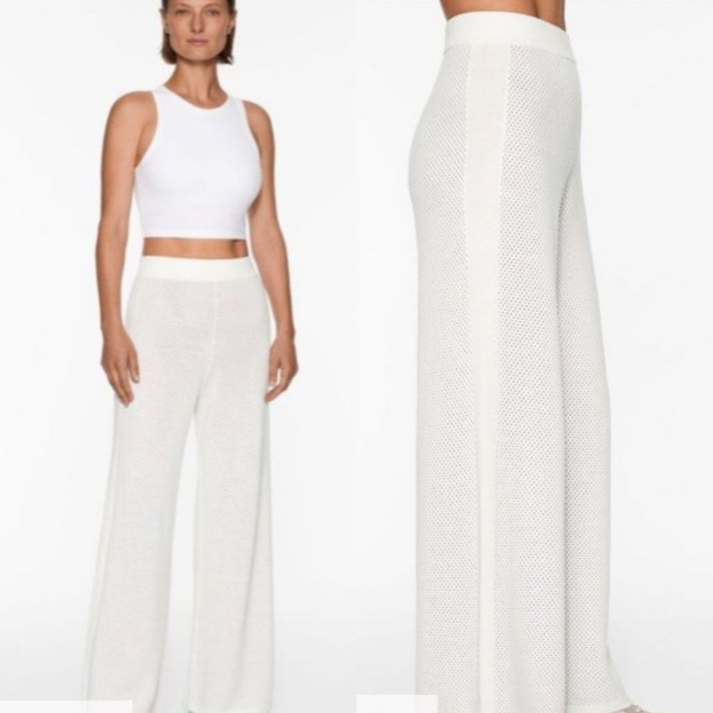 OYSHO CELANA STRAIGHT LEG TEXTURED WHITE BARU ASLI ORIGINAL