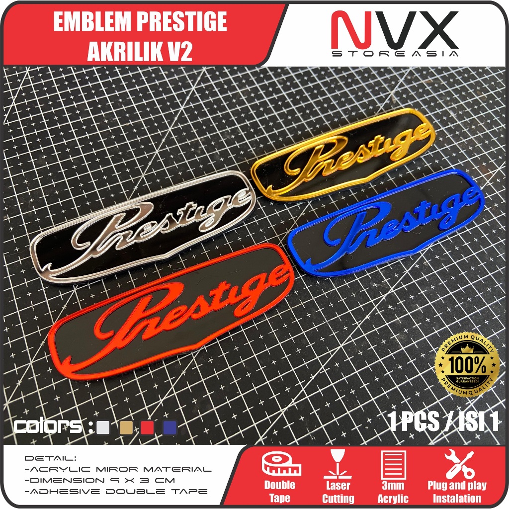 1 PCS Emblem Honda Prestige Stiker Full Crome warna Honda Prestige 3D Timbul Emblem model Prestige O