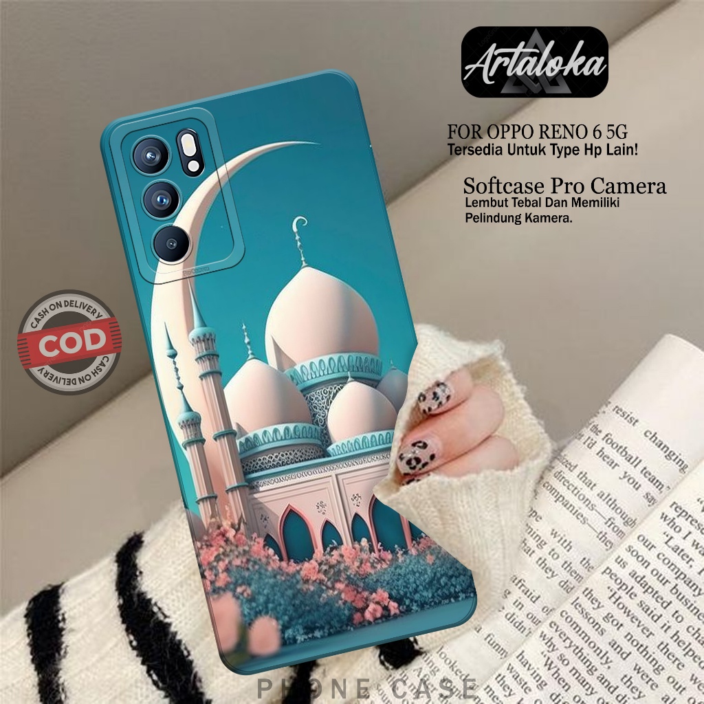 Softcase Hp Oppo Reno 6 5G Fashion Case Masjid Case Oppo Reno 6 5G Silikon TPU Pro Camera Casing Opp