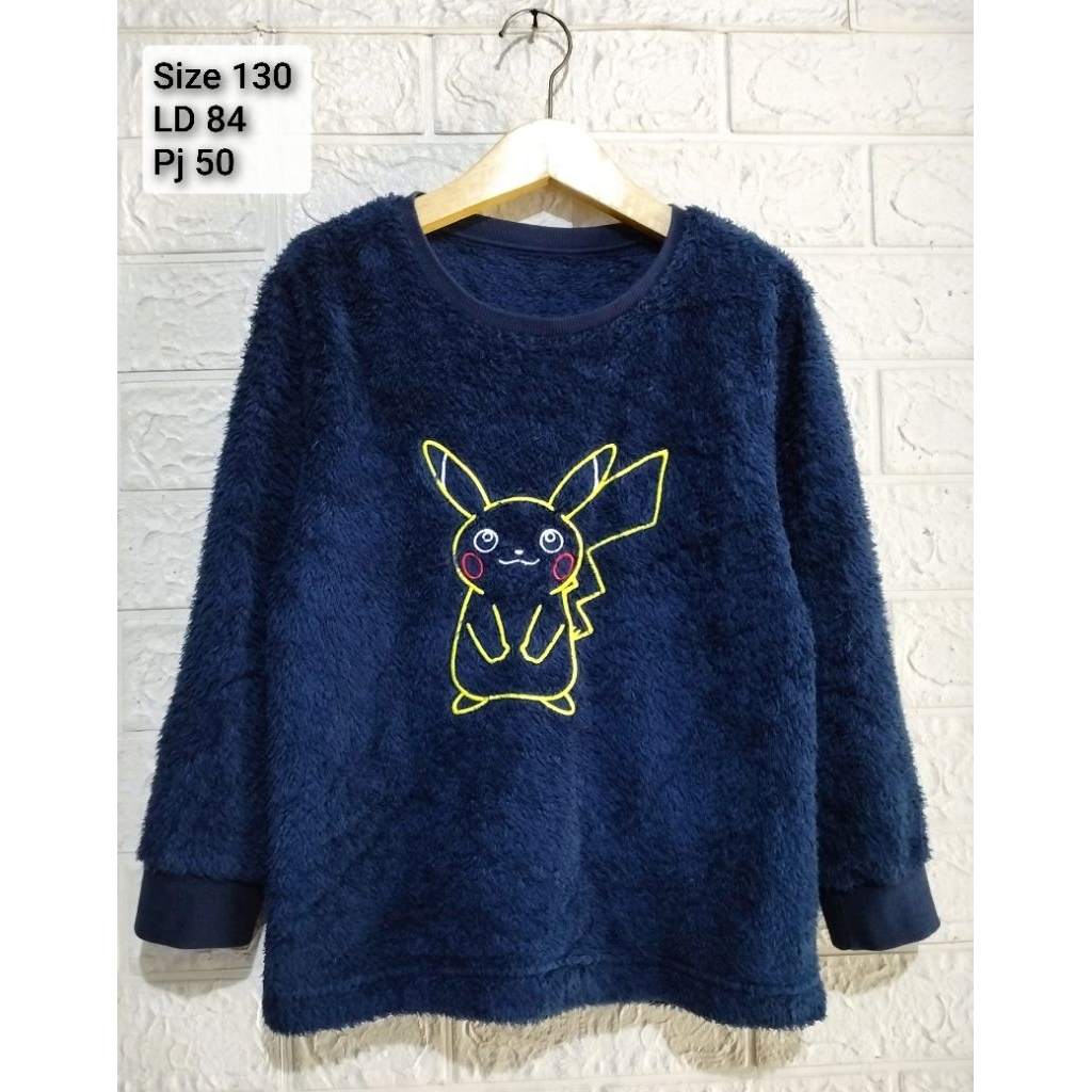 CN bulu navy pokemon uniqlo, size 130, 7-10tahun