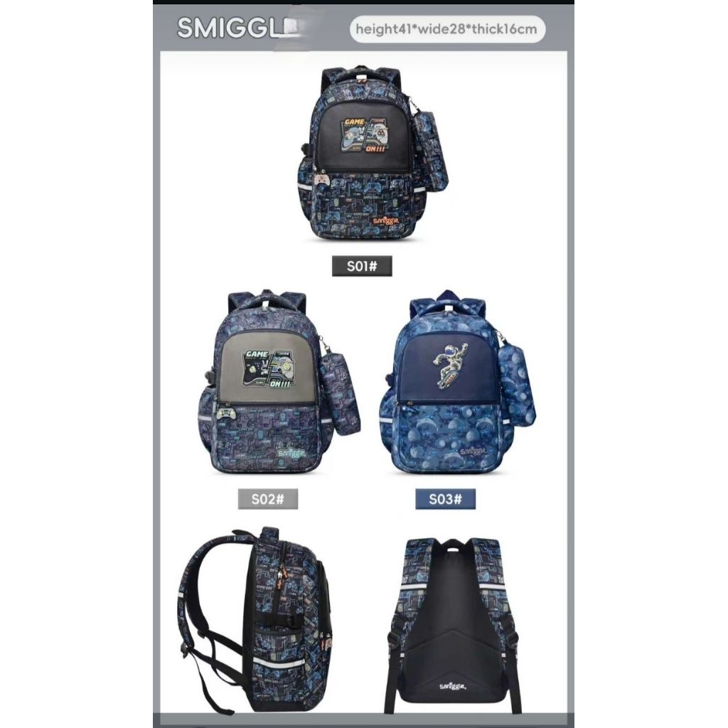 TAS RANSEL SEKOLAH SMIGLLEE COWOK, BUAT SD , IMPORT PREMIUM