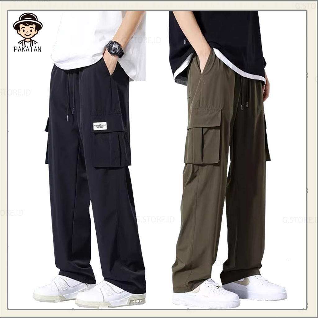 Celana Cargo Pria PANTS Celana Cargo Pria Stretchwear Wide Leg Cargo Baggy Pants Korean Fashion
