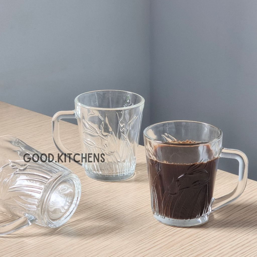 G408 [6 PCS] GELAS KOPI KACA GELAS MINUM GELAS KOPI GELAS MURAH GELAS SOUVENIR GELAS WARTEG MOTIF BU